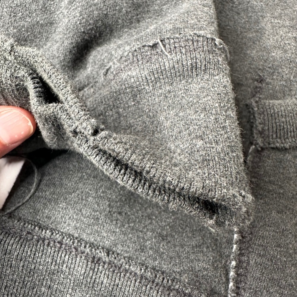 Aeropostale Full Zip Hoodie‎ Charcoal Gray Sherpa Lined Distressed Y2K Mens XL - Picture 9 of 16